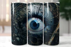 Spooky Blue Zombie Eye Sublimation | Creepy Tumbler Wrap Product Image 1