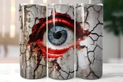 Creepy Cracked Zombie Eye Sublimation |Spooky Tumbler Wrap Product Image 4