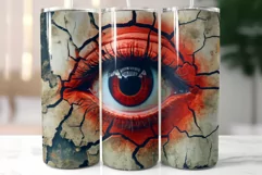Creepy Cracked Zombie Eye Sublimation |Spooky Tumbler Wrap Product Image 2