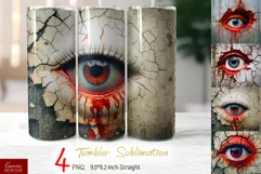 Creepy Cracked Zombie Eye Sublimation |Spooky Tumbler Wrap Product Image 1