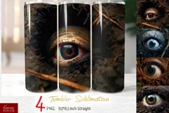 Spooky Blue Zombie Eye Sublimation | Creepy Tumbler Wrap Product Image 2