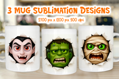 Funny Halloween Mug Wrap | 3D Monster Face Sublimation Product Image 1