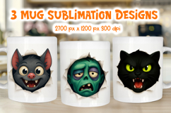 Funny Halloween Mug Wrap | 3D Monster Face Sublimation Product Image 1