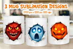 Halloween Mug Bundle Funny Monster Face &amp; HAnds Sublimation Product Image 4