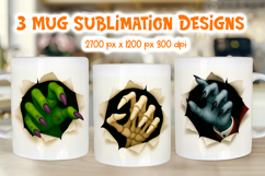 Halloween Mug Bundle Funny Monster Face &amp; HAnds Sublimation Product Image 7