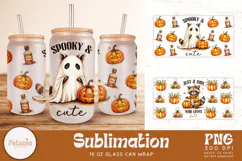 trendy halloween raccoon sublimation designs being used as halloween 16oz glass can wrap print