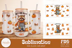 trendy halloween raccoon sublimation designs being used as halloween 16oz glass can wrap print