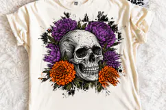 Halloween fall skull Png,Girly flower Pumpkin Png Product Image 2