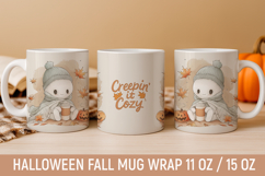 Cute Ghost Halloween Mug Wraps | Cozy Fall PNG 11 &amp; 15 oz Product Image 1
