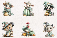 Halloween Farm Watercolor Clipart Product Image 5