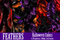 Halloween Patterns, Halloween Feathers Seamless Pattern, s14 Product Image 1