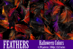 Halloween Patterns, Halloween Feathers Seamless Pattern, s16 Product Image 1