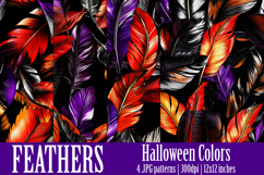 Halloween Patterns, Halloween Feathers Seamless Pattern, s3 Product Image 1
