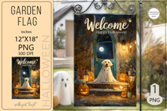 Welcome Garden flags|Halloween Sublimation pumpkin ghost dog Product Image 1