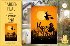 Happy Halloween Garden flag| Sublimation Witch on Broom Product Image 1