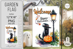 Welcome Garden flags|Halloween Sublimation pumpkin black cat Product Image 1