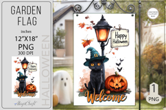 Welcome Garden flags|Halloween Sublimation pumpkin black cat Product Image 1