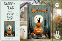 Welcome Garden flags|Halloween Sublimation pumpkin black cat Product Image 1