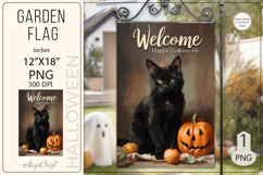Welcome Garden flags|Halloween Sublimation pumpkin black cat Product Image 1