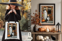Welcome Garden flags|Halloween Sublimation pumpkin black cat Product Image 2