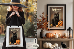 Welcome Garden flags|Halloween Sublimation pumpkin black cat Product Image 2