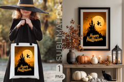 Happy Halloween Garden flag| Sublimation Witch on Broom Product Image 2