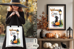 Welcome Garden flags|Halloween Sublimation pumpkin black cat Product Image 2
