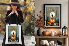 Welcome Garden flags|Halloween Sublimation pumpkin black cat Product Image 2