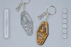Halloween Floral Pumpkin and Bats Motel Keychain Laser Cut Product Image 1