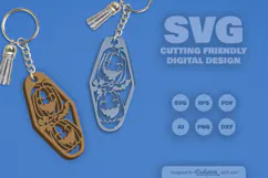 Halloween Floral Pumpkin and Bats Motel Keychain Laser Cut Product Image 2