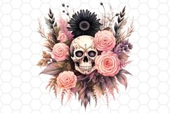 Halloween Floral Skull Bouquet Clipart Sublimation