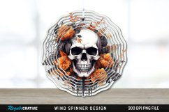 Halloween Floral Skull Wind Spinner Sublimation PNG Design Product Image 1