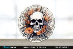 Halloween Floral Skull Wind Spinner Sublimation PNG Design Product Image 1
