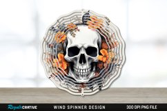 Halloween Floral Skull Wind Spinner Sublimation PNG Design Product Image 1