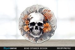 Halloween Floral Skull Wind Spinner Sublimation PNG Design Product Image 1