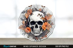 Halloween Floral Skull Wind Spinner Sublimation PNG Design Product Image 1