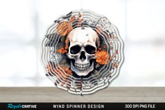 Halloween Floral Skull Wind Spinner Sublimation PNG Design Product Image 1