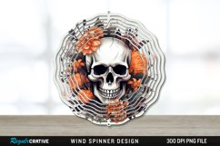 Halloween Floral Skull Wind Spinner Sublimation PNG Design Product Image 1