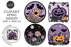 Halloween Flower Stamp Clipart Product Image 1