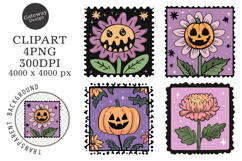 Halloween Flower Stamp Clipart Product Image 1