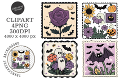 Halloween Flower Stamp Clipart Product Image 1
