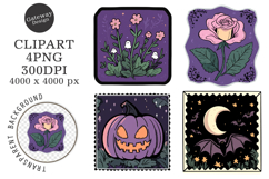 Halloween Flower Stamp Clipart Product Image 1