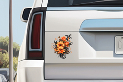 Halloween Flower Clipart - 10 Orange and Black Floral PNGs Product Image 7