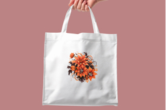Halloween Flower Clipart - 10 Orange and Black Floral PNGs Product Image 8