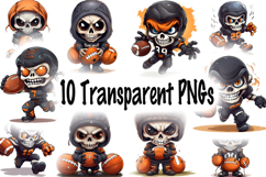 Halloween Football Clipart Bundles: 10 Transparent Skeletons Product Image 9