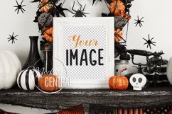 Halloween Fall Frame Poster Flyer Mockup Sign on Mantel Product Image 2