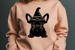 Halloween French Bulldog in Witch Hat SVG | Frenchie Witch Product Image 3