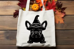 Halloween French Bulldog in Witch Hat SVG | Frenchie Witch Product Image 2