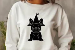Halloween Frenchie in Witch Hat SVG | French Bulldog Witch Product Image 3