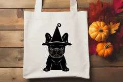 Halloween Frenchie in Witch Hat SVG | French Bulldog Witch Product Image 2